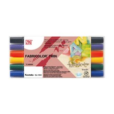 Kuretake 日本吳竹 ZIG 雙頭布料彩繪筆 六色套組 (TC-4000-6V) 布料彩繪 雙頭設計 色彩鮮豔, 6, 1個