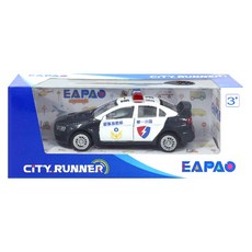 易保EAPAO 霹靂特勤組警車 聲光效果 合金迴力車 警察車玩具, 1個, Black