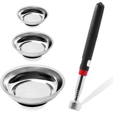 글락스 4Pcs 자석 공구 트레이 픽업 세트 3 4 6 원형 그릇 부품 홀더 및 소켓 나사 너트 볼트 금속 부품용 텔레스코프 스틱 10파운드