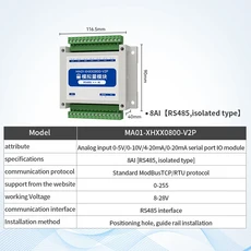 RS485 통신 MODBUS RTU 차동 아날로그 입력 데이터 수집 EBYTE MA01-XHXX-V2 시리즈 산업용 등급, 09 8AI Isolated