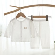 嬰兒長袖長褲套裝 提花棉 新生兒兩件套