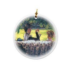 Rikki Knight James Tissot Art a Story 디자인 원형 도자기 양면 크리스마스 장식품 282290