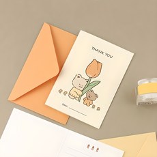 Dash and Dot Bushy Bear 留言卡 4 張套裝, 微風鬱金香, 1組