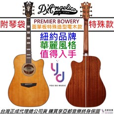 D'Angelico Premier Bowery 電木吉他 面單板 D桶身 終身保固, 1個
