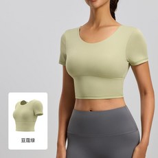 瑜伽服短袖運動上衣 顯瘦帶胸墊
