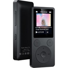 블루투스 5.3 자동 재연결 MP3 플레이어 64GB 음악 스피커 포함 1.8인치 화면 및 물리 버튼 음성 녹음기 FM 라디오 40시간 배터리 수명 와이파이 없음 128GB 마, Black, 검정