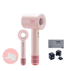 MIDORI美多莉 全球通 高風速溫控負離子吹風機 國際電壓 出國必備, 櫻花粉, 好收壁掛組