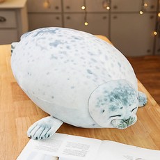 모찌 물범 하프 쿠션 애착인형 바디필로우 대형, 화이트 물개 80cm
