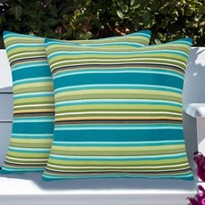 IN4 Care 인서트 포함 요추 베개 2개 세트 야외 실내 방수 장식 파티오 베개 30.5x50.8cm(12x20인치) 소파 정원 농가 장식용 직사각형 쿠션 - 블랙 나, 그린 스트라이프, 18 x 18 Inch (No Inserts)