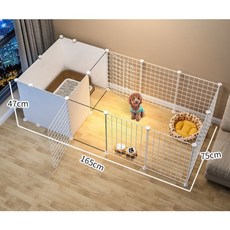 愛微笑 寵物圍欄 狗狗圍欄 自由組合室內小型犬狗窩 帶廁所區 家用柵欄 貓狗籠 圍欄 狗圍欄, 1個, 圍欄 + 尿盆 + 睡窩 ( 整組 )