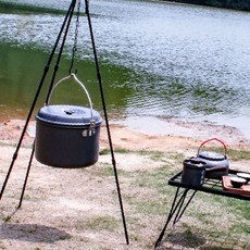 야외 캠핑 조리 거치 삼발이 구조 접이식 휴대 화로 받침 취사 도구 장비, 1개, 블랙
