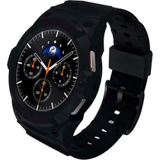 쿠산 갤럭시워치 스트랩 케이스 일체형 8 7 6 5 4 플렉서블 아머, 딥 블랙