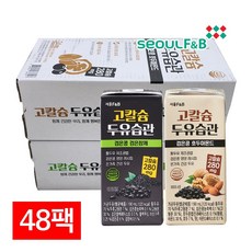 서울에프엔비 고칼슘 두유습관 검은콩두유 2종 혼합 검은참깨 + 호두아몬드, 190ml, 48개