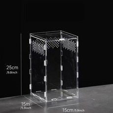 아크릴 파충류 사육장 도마뱀 거북이 거미 고슴도치 사육 박스 조립형, 1개, 스타일 A 15x15x25cm