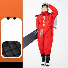 남녀공용 우주복 작업복 점프슈트 영하 40도 방한 방수 배달방한복 라이딩 스키복 보드복 레드 M