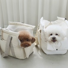 더블콤마 더콤백 강아지 이동가방 기내용 애견가방 앞가방, 베이지, 1개