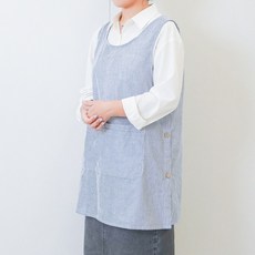 티토 시어서커 스트라이프 앞치마 주방 어린이집 교사, 1개, 블루