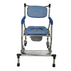 【海夫健康生活館】行健 不鏽鋼 收合 塑輪款 軟背 便盆椅 洗澡椅 防前傾踏板(S-C2459), 1個