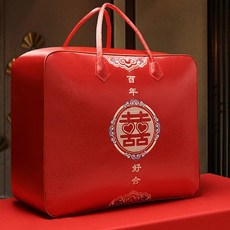 빨간색 웨딩 이불 보관 가방 휴대용 면 축하, E. 평생의 좋은 결합(새틴 옥스퍼드만의 만바늘 자수)