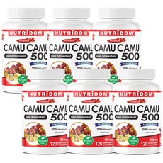 캐나다 뉴트리돔 카무카무 500 천연비타민C camu camu 열매 분말 가루 120식물성캡슐, 6개, 120정