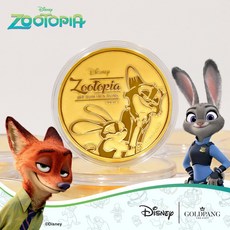 [디즈니] 24k 주토피아 닉&주디 캐릭터 순금코인 0.1g + 프리미엄 가죽패키지 (당일도착) 금테크 굿즈 미니골드바 기념주화 선물포장 포나인 금거래소