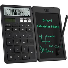 지울 수 있는 LCD 메모장이 있는 책상 계산기 중학교용 귀여운 포켓용 간단한 계산기 사무용 책상 액세서리 홈 오피스 필수 빅 버튼, Black