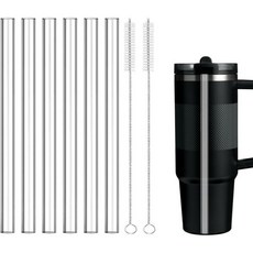 누출 방지 뚜껑이 있는 30온스 Stanley Quencher ProTour Flip Straw 텀블러와 호환되는 교체용 빨대 - 액세서리 세트에는 Tritan 6개와 세척 브, Bubrike 30 Oz