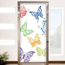 아트박스/꾸밈 pb820-알록달록색깔나비_현관문시트지