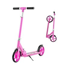 HONEY JOY Kick Scooter 220 LBS Folding 초경량 아웃도어(야외) Scooter w/ 3 조절가능 Height 7’’ Big Wheels 알루미, Pink