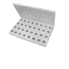 大數字分裝藥盒 月裝收納盒, 1個, ３２格　全透明藥盒