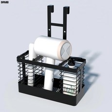 DFMEI 家用浴室掛壁美髮工具置物架門後掛架捲髮棒風筒吹風機收納架, 1個, 黑色:參考詳情
