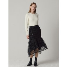 오조크 오조크(OZOC) 스팽글체크샤 플레어 밴딩 스커트 (택가격: 85000원)