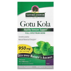 Nature's Answer 고투콜라 베지 캡슐 90정(캡슐 1정당 475mg) Answer (네이처스 앤서), 950 mg, 90 개, 1개, 90정