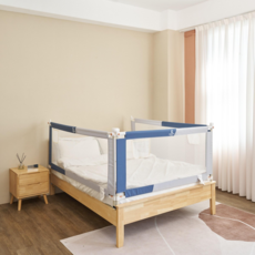 貝貝佳 嬰兒床圍/床邊護欄 （IKEA適用）, 藍搭灰2片組6.2*5床