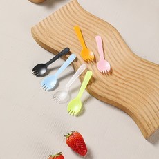 一次性蛋糕叉勺 塑膠一體甜品勺叉 獨立包裝, 1個, 橙色500個 帶獨立包裝