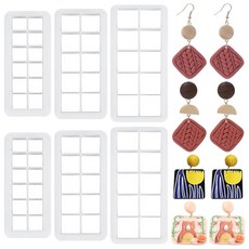 UNICRAFTALE 6피스 3가지 사이즈 스퀘어 폴리머 클레이 커터 기하학적 귀걸이 그리드 몰드 플라스틱 체커 보드 메이커 DIY 주얼리 제작 도구용, UNICRAFTALE 6피스 3가지 사이즈 스퀘어 폴리