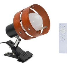 독서 조명 독서등 책 아이워드 클립 목재 색상 원형 E26 호환 360도 회전 스위치 포함 눈에 친화적 에너지 절약 공간 디자인 침실 침대 옆 탁자 고급, 조광 전구 + 리모컨 지원, 검정