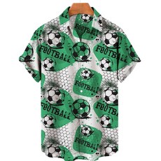 축구 하와이안 반팔 남방 셔츠 빈티지 클래식 레트로 루즈