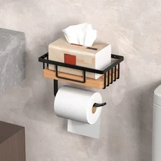 나무 티슈 홀더 접착 화장실 휴대폰 화장지 롤 선반 무타공 자가, 1134H