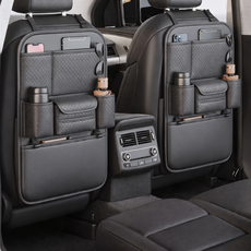 GAPINO 자동차 시트 수납포켓 뒷좌석수납 고급 가죽 다용도, 블랙, 2개