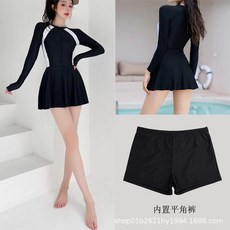 連身裙式泳衣女保守遮肚顯瘦游泳衣, XL
