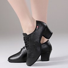 여성 댄스화 3.5cm 5cm 낮은굽 통굽 발편한 천연 가죽 라틴댄스화 스포츠댄스 라인댄스화 사교댄스 댄싱화 댄스구두, 240, 블랙 스웨이드 밑창