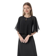 Hotshawl 시폰 케이프 부드러운 망토 숄 및 랩 이브닝 드레스 웨딩 1920년대 액세서리 여성용 블랙. 단일 사이즈 150162