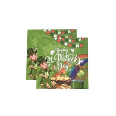 해피 성 패트릭의 날 참 럭키 프린트 일회용 종이 냅킨 그린 런치 냅킨 홈 디너 뷔페 식기 파티 용품 40개 16.5cm(6.5인치)
