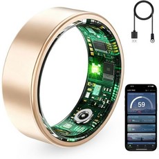 여성 및 남성용 스마트 반지 피트니스 추적기 심박수 모니터 HRV 수면 추적 구독료 없음 10ATM 방수 활동 iOS Android 호환 로즈 골드 8, Rose Gold, 12