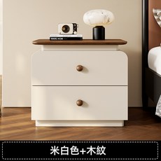中古奶油風創意設計實木烤漆床頭櫃臥室小型輕奢收納櫃, 1件, P2實木烤漆米白色:寬40*深40*高50cm