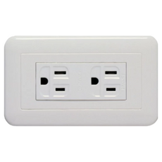 中一電工 白色大面板接地雙插座 JY-1512 附蓋板 雙插座 安全耐用, 1個