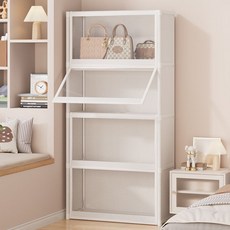 透明收納盒/包包收納盒/公仔展示櫃-磁吸防塵多層大容量, 1個, 白色-4層41cm【簡易無門款】,無規格