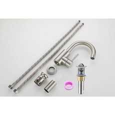 就是便宜 304不銹鋼面盆冷熱水龍頭 拉絲單孔洗臉盆混合水龍頭 無鉛 大流量浴櫃龍頭, 1個, B3049小U無鉛單孔洗臉盆冷熱混合龍頭