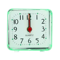 작은 트윈 벨 무소음 알람 시계 가정 방 장식 사각형 쿼츠, 01 Green